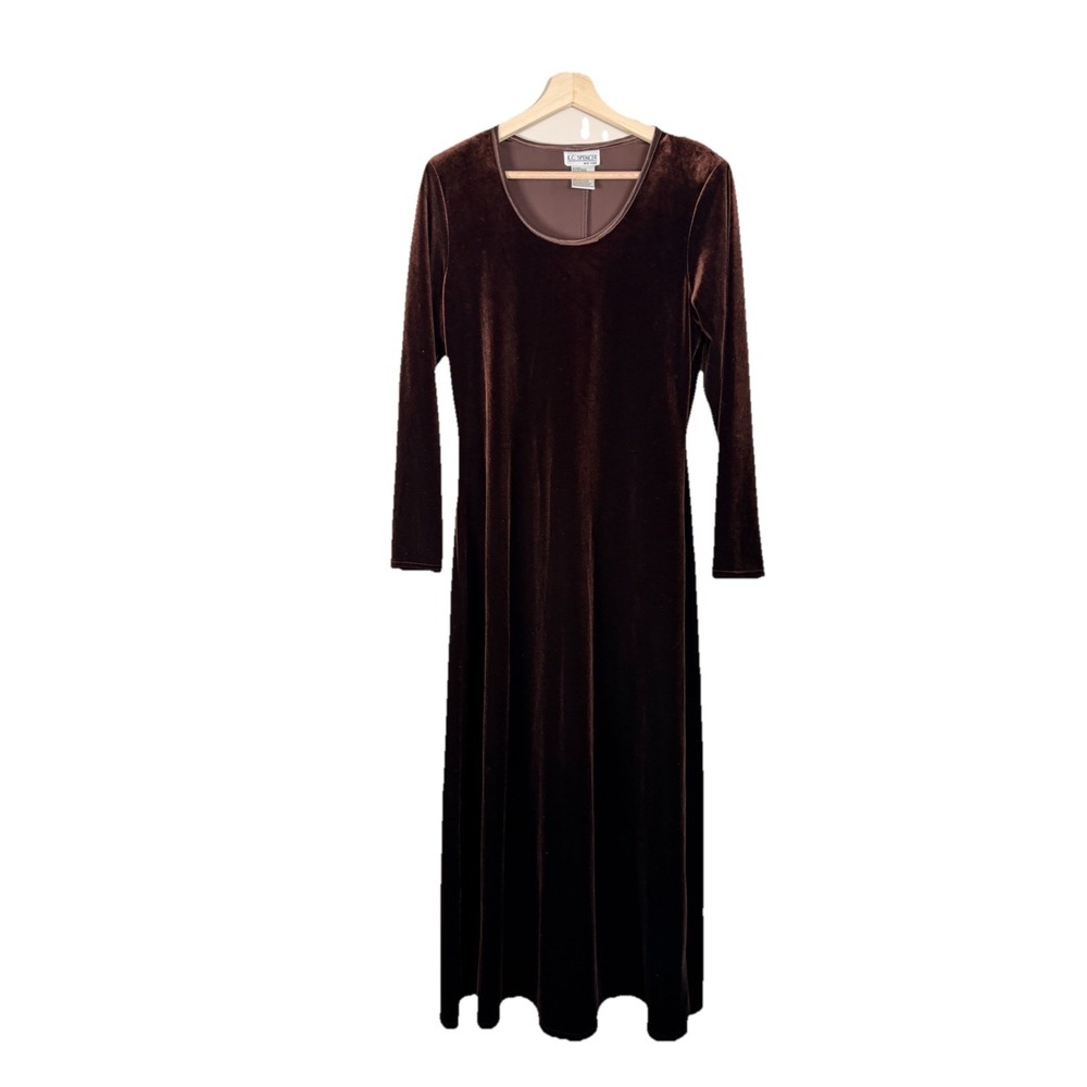 Vintage 90s Dress Brown Velvet Long‎ Maxi Goth Whimsigoth Size 8 Party Holiday